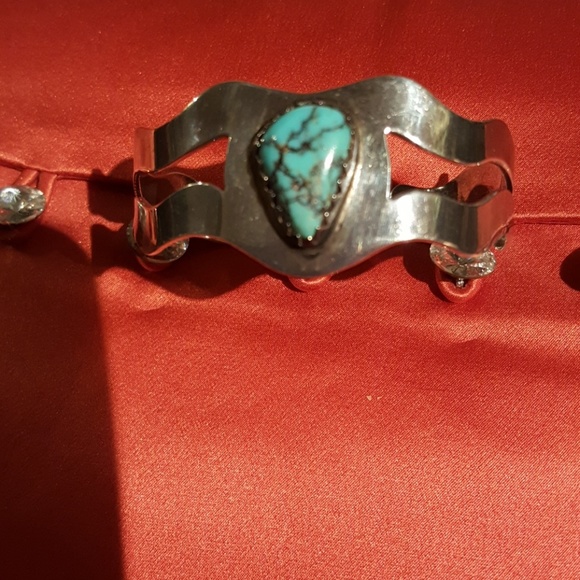 80's Vintage,  Genuine Silver &Turquoise Bracelet - Picture 4 of 4